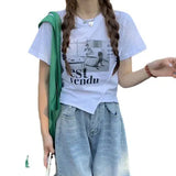 Fongt Sense Short-Sleeved T-Shirt Women Summer 2024 New Korean Version Slim Slim Short Student Jacket Women's
