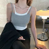 Fongt Girl Sports Slings Small Vest Women Wear In The Summer Inside The Bottom Of The Chest Design Small Fake Two-Piece