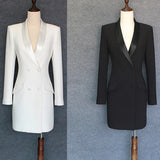 QUALITY New Fashion 2023 Runway Designer Dress Women's Long Sleeve Double Breasted Notched Collar