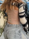 Striped Long Sleeve Bolero Knit Top-Outfit