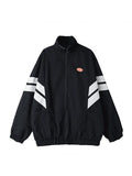Men's Contrast Striped Zip Up Jacket-Outfit