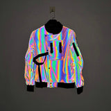 Autumn Dazzling Color Reflective Pilot Jacket Functional Work Jacket Male Multi-Pocket Design Sense Baseball Suit Tide-Outfit