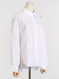 Fongt Light Luxury 2025 Spring New Fashion Loose Temperament Three-Dimensional Flower Decoration Shirt Top