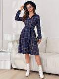 Fongt Shirt Women's Dress Plaid Long Sleeves With Long Dress Open Shirt