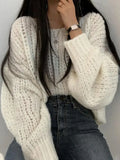 Cutout Lantern Sleeve Baggy Sweater-Outfit