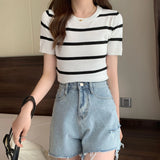 Fongt Knitted Shirt Girl 2023 Summer New Ocean With Small Thin