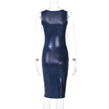 Blue Sequin Bodycon Sleeveless Square Neck Mini Dress-Outfit