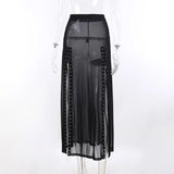 Fongt Summer New Women's Casual Pants Dark Sexy Body-In-Print Lace High-Waisted Flared
