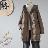 Autumn And Winter New Loose White Duck Velvet In The Long Hooded Down Jacket Female Korean Version Show Thin Pressure Glue Coat Tide-Outfit