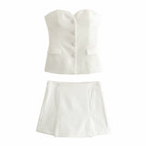 Fongt Women's Clothing 2025 Spring New Sexy 4 Color Tight Single-Breasted Breast Small Vest + Short Skirt Set