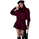 Fongt Solid Color Round Collar Loose Blouse Simple Dress Set In Autumn 2025