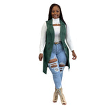 Fongt New Women's Casual Solid Color Cardigan Sleeveless Knitted Vest-Outfit