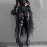 High-Waisted Net Irregular Skirt Dark Wind Summer New Style Leisure Skirt Children-Outfit