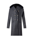 Fongt Men's Casual Large Wool Collar This Coat Solid Color Double Buckle Men's Coat To Keep Warm