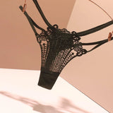 Fongt Trousers Sexy Fine Strips With Scarless Cotton Crotch Solid Color French Transparent Ice Wire Embroidery Shorts