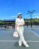 Fongt New Women's Casual Knit Wide-Leg Pants Suit-Outfit