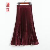 Fongt Luster Polyester Pressure Folded Half Skirt Original Single Long Skirt Silk Clear Silk #8035