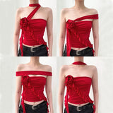Fongt New Women's Spice Girl Design Sense Three-Dimensional Flowers Wear More Slim And Versatile Back