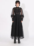 French Classical Style 2025 New Temperament Design Embroidered Laces To Show Thin Solid Color Dress