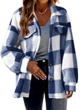 Fongt Women's 2025 New Autumn And Winter With Pocket Lattice Lamb Jacket Button Plush