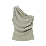 Fongt For Women's INS Burst High-Waist Wide Leg Trousers + Asymmetrical Neckless Top Suit