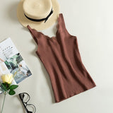 Spring New Hook Flower Lace Solid Stitching V-neck Camis Female Knitted Short Section Slim Outer Wear Shirt Trend Tank