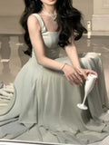 Sleeveless Female A-line Dress Summer Ladies Vestidos Spaghetti Strap Slim Waist Mesh Patchwork Women