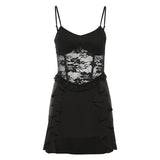 Fongt Summer New Women's Dress Fresh And Sweet Lace Hollow Out To Receive Purse Hip Pure Color Dress-Outfit