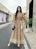 Fongt Retro Elegant Dress Women's New French Heavy Industry Embroidered Collar Lantern Sleeves Large Swing Dress
