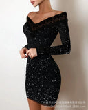 New Hot Gold Stitching V-Neck Pleated Satin Dress ODS1013C Series-Outfit
