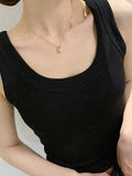 Solid Rib Tank Top-Outfit