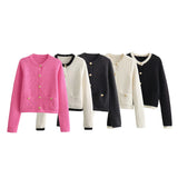 Spring Button Button Knitted Cardigan Jacket Xiaoxiang Style Women's Sweater 6427034-Outfit