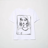 Fongt 2023 New Women's Round Collar Short Sleeve Contrast Color Print T-Shirt 5644156 910-Outfit