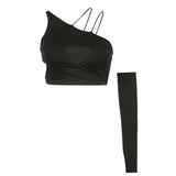Out Sexy Irregular Tshirts With One Arm Gloves Slim Black Crop Tops Women Summer Oversized harajuku shirt clothes