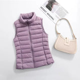 Spring And Autumn Winter New Female Korean Version Standing Collar Light Down Jacket Female Vest Vest Vest Female Plus Size Coat-Outfit