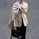 Fongt Small Suit Woman 2025 Autumn And Winter New Personality Wear Shawl Design Long-Sleeved Blazer Women's Clothing