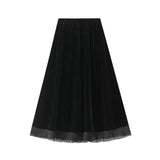 Fongt Folded Skirt Dress 2025 Autumn And Winter New Black High-Waist Temperament 100 Folded Half Skirt 6653