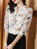 for Women 2023 Fall V-neck Women's Luxury Blouses Flower Women Tops Elegant and Youth Woman Blouses Basic Female