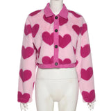Fongt Autumn And Winter Women's New Fashion Heart Design Sense Loose Single Breasted Short Woolen Coat-Outfit