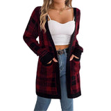 And Winter Casual Lattice Pocket Long-Sleeved Cardigan Sweater Jacket Christmas Women's