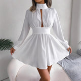 Wind Shooting Spring And Summer Sexy Hollow Waist Swing Dress Women's