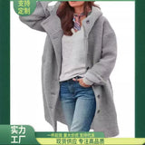 Fongt Autumn Women's Long-Sleeved Collar Coat Lady Casual Loose Hooded