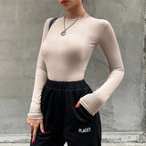 Fongt Thin Women's New Fashion Long-Sleeved Round Collar Slim Versatile Jumonessuit-Outfit