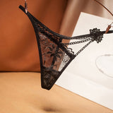 Thong Full Transparent Seduction Lace Embroidery Panties Women's Low Waist Hollow Out Hot T-Pants