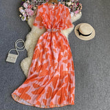 Chiffon Short-Sleeved Dress-Outfit