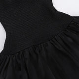 Ruched Strapless Puff Mini Dress-Outfit