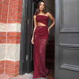 Sheer Draped One Shoulder Cut Out Maxi Dress-Outfit