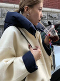 Removable Puffer Hoddie Patchwork Zipper Jacket-Outfit