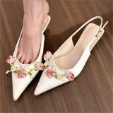 Fongt Small Sandals Women's 2024 New Summer Explosive Temperament Sharp-Heeled High-Heeled Shoes With Skirt Ballet Style