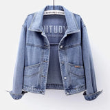 Fongt Goods Long Sleeve Denim Jacket Female Short Fall 2024 New Joker Cloth Pocket Loose Jacket Jacket-Outfit
